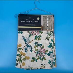 Anatara Birds Floral Curtains Set Cottage Colorful Vintage Inspired 37 x 84 NWT